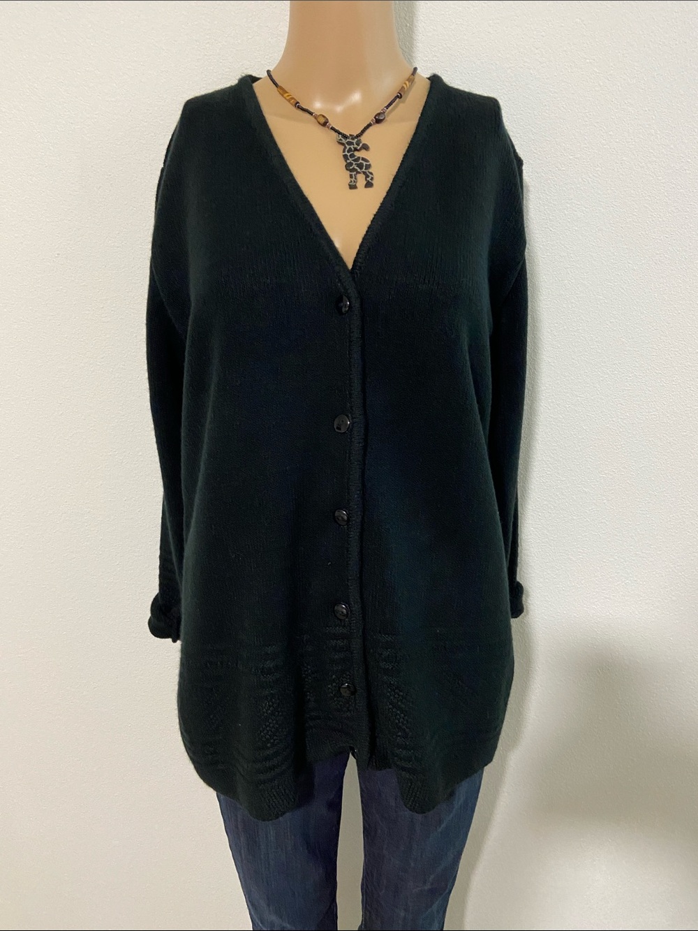 VTG Loles Designs V-Neck Button Cardigan Sz L